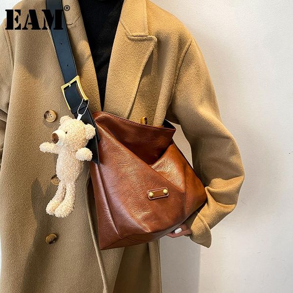 

cross body [eam] women vintage khaki big capacity bag pu leather personality all-match crossbody shoulder fashion 2021 18a0242