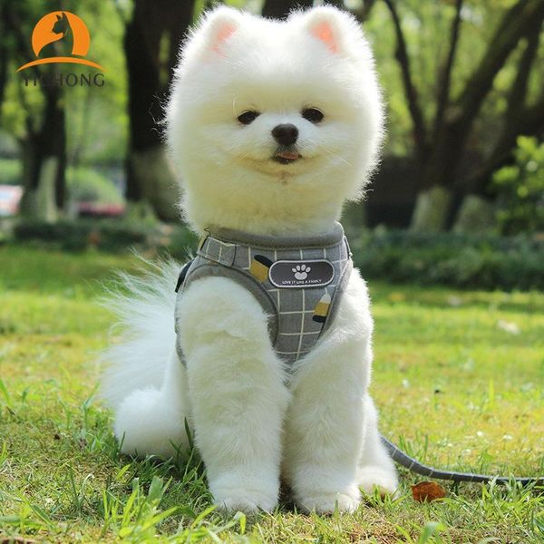 

dog collars & leashes yichong chest straps vest mesh breathable harness small medium dogs cat adjustable leash pet leads traction rope yc165