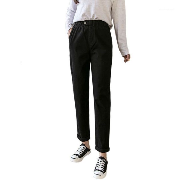 

women's pants & capris spring women autumn casual solid color high waist long slim harem female trousers pantalon femme1, Black;white
