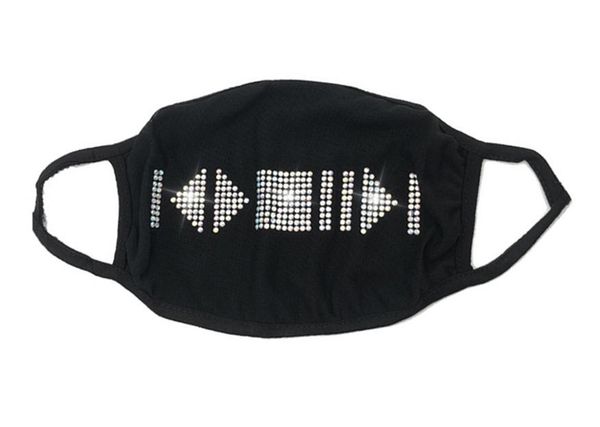 

face mask black personality expert clothing accessories star flash diamond rhinestone mask cross-border cotton mask