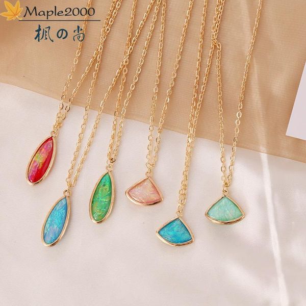 

pendant necklaces fashion crystal necklace geometric shapes natural stone female gem for women angel chain jewelry gift, Silver