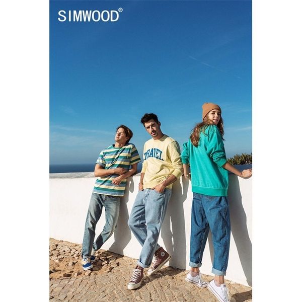 

simwood spring new hoodies men letter print sweatshirts jogger track suits plus size brand clothing sj130153 201103, Black