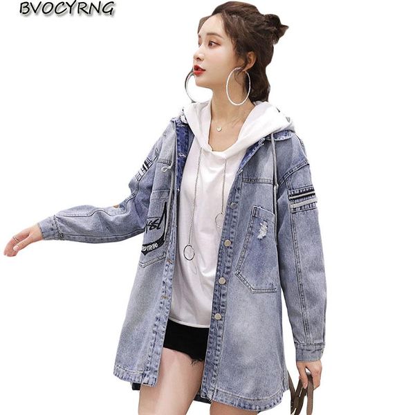 

high-end denim windbreaker female medium length spring autumn coat fashion casual jeans elegant women slim outerwear a1361, Black;brown