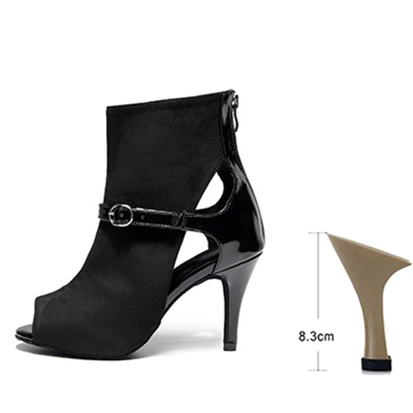 

2021 new women flock ballroom boots woman soft bottom latin salsa shoes dancing ladies high heel dance sandals for girls zcqt, Black