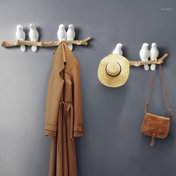 

hooks & rails resin birds figurine wall decorative home decoration accessories key bag handbag coat rack holder hanger for clothes1
