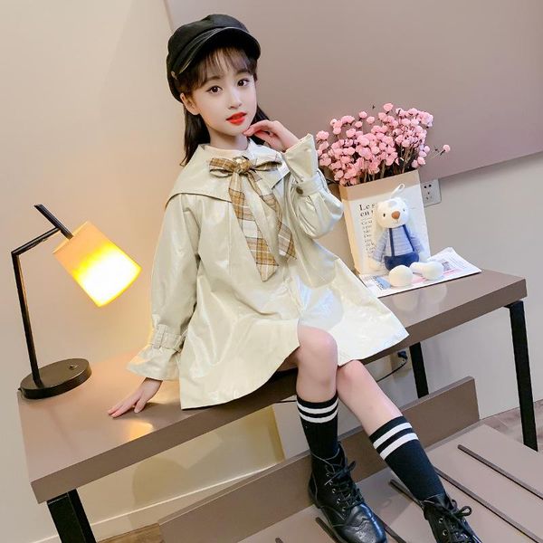

girls princess windbreaker 2021 autumn zhong da tong korean-style western style children fashionable girl's spring and autumn mi, Blue;gray
