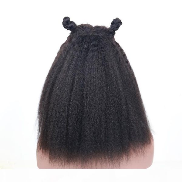

kinky straight wigs 13x4 lace front human hair wigs for black women 130% density remy italian yaki human hair wigs, Black;brown