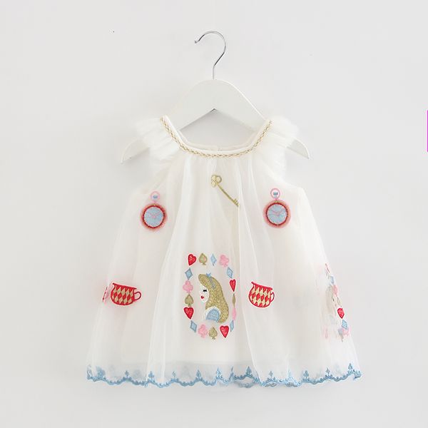 

2021 new girls kids fancy lolita embroidery mesh infant party baby clothes summer for birthday 0-2y 3 color 1vt2, Red;yellow