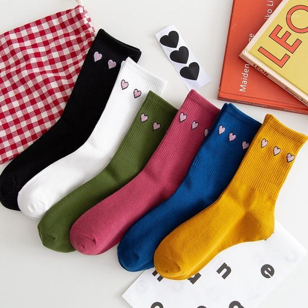 

love heart women socks cute college wind simple girls socks warm comfortable cotton short1, Black;white