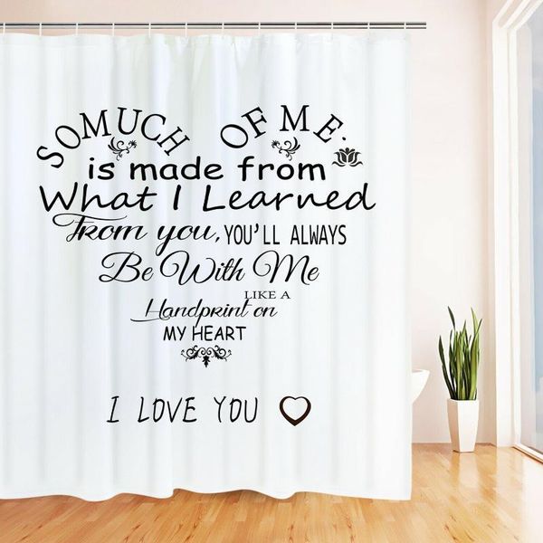 

shower curtains heart-shaped letters curtain waterproof art bathroom decor1