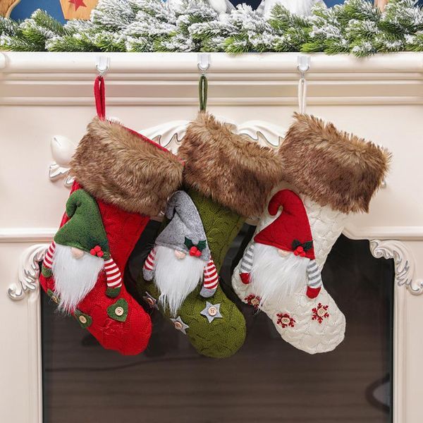 

gift bag tree hanging christmas stockings party decor cute holiday home with strap large capacity candy pouch with faceless doll1