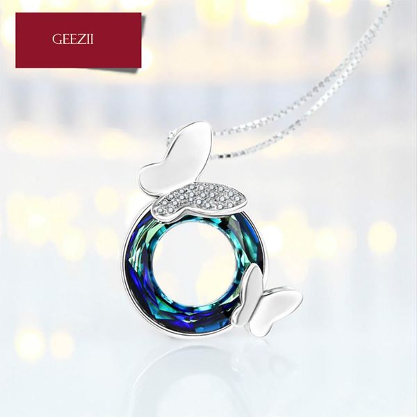 

wholesale fashion s925 silver necklace ladies simple circle austria crystal pendant festival gift to friends