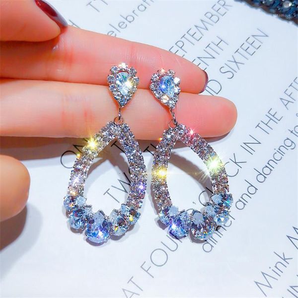 

modyle luxury shining crystal drop earrings gold silver color rhinestone dangle earrings for women wedding party jewelry1