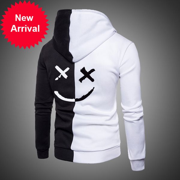 

happy smiling face sweatshirt print 2020 of the shredded men long-sleeve with hoodie jumper hoodies, Black