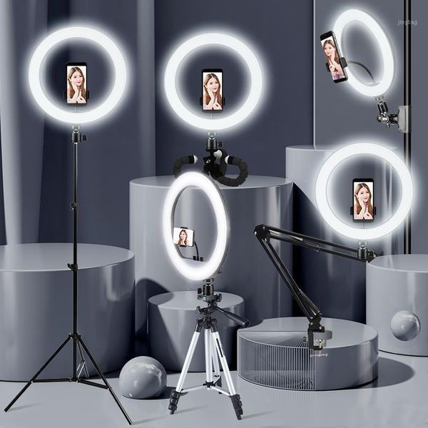 

flash heads selfie ring light pography led rim of lamp with mobile holder large tripod stand for tik youtube tiktok tok ringlight1
