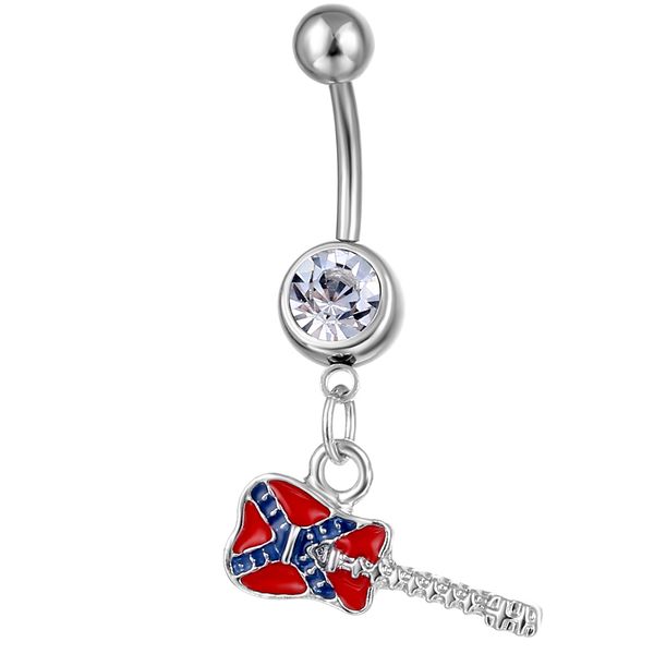 

d0580 belly navel button ring clear color, Silver