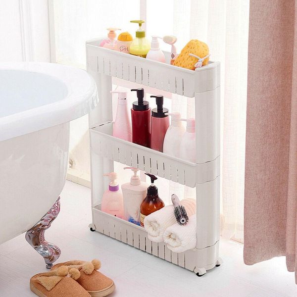 

slim slide out storage kitchen pull out cart trolley shelf narrow places rack