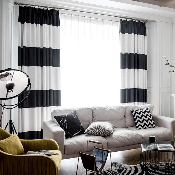 

shading living room curtain finished high grade atmosphere modern simple black and white strip