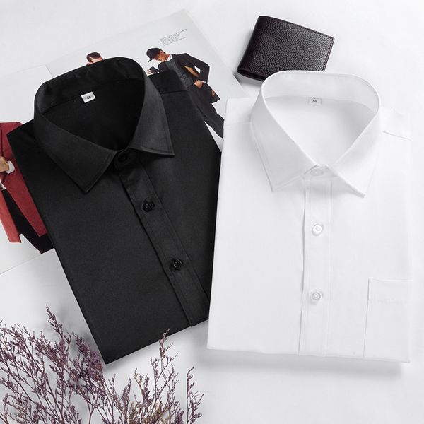 

2021 of male blood clots korean business-style-dress appropriate black and white man-sized non-transparent man's shirt hmpy, White;black
