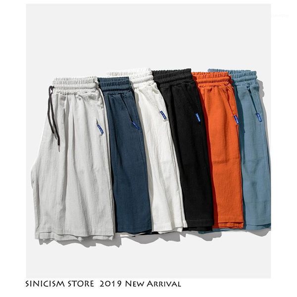 

sinicism store men oversize streetwear harajuku shorts 2020 solid 6 colors mens chinese style board shorts casual knee length1, White;black
