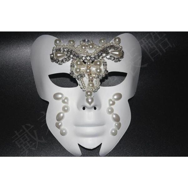 

halloween masquerade party props white princess feather full face venice mask