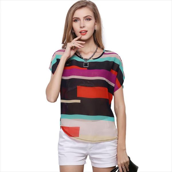 

short sleeve laides style fashion new blouses striped 2019 summer short sleeve casual women shirts girls tees streetwear, White