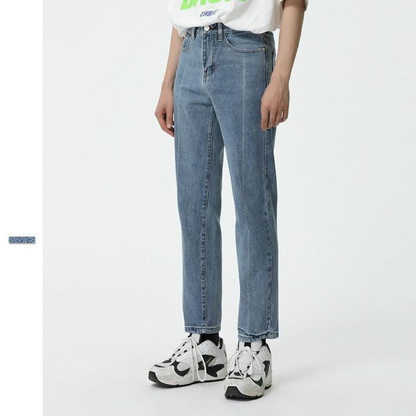

men's jeans male japan korea style vintage denim trousers lovers clothes pants men slim fit casual straight pant1, Blue