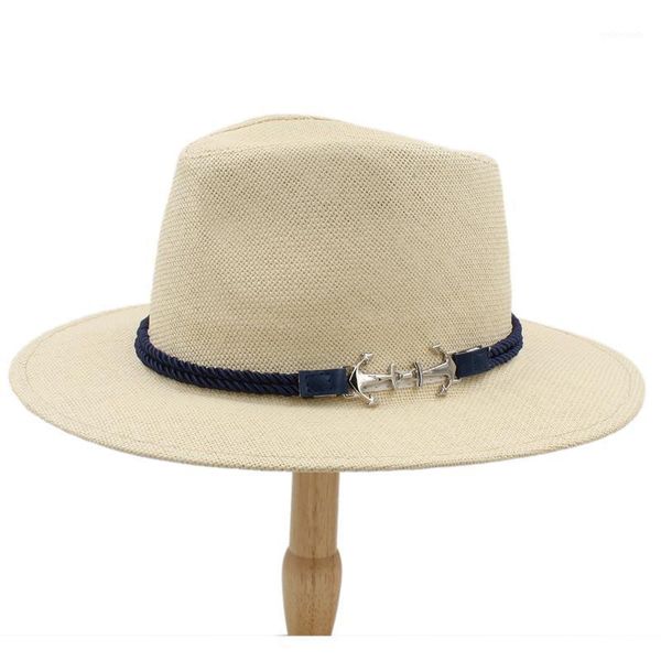 

panama hat for men summer women straw beach sun hat with wide brim sunhat for jazz sunbonnet size 56-58cm a0148-xsj1, Blue;gray