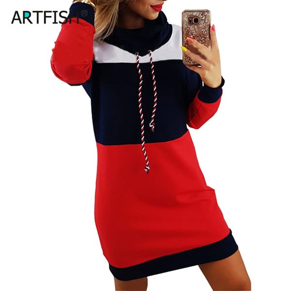 

women autumn winter dresses turtleneck long sleeve hooded plus size striped colorful hoodie dress casual sweatshirt dress gv009 201125, Black;gray