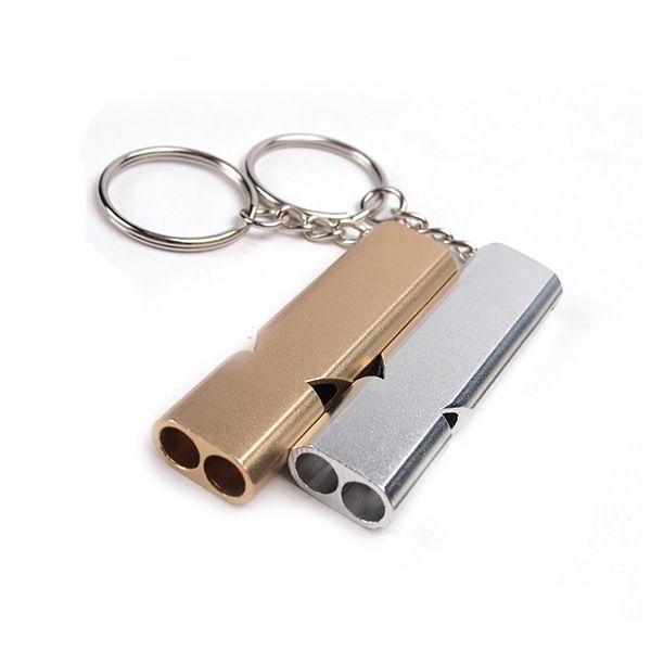 

emergency double tube aluminum whistle 118db outdoor survival equipment