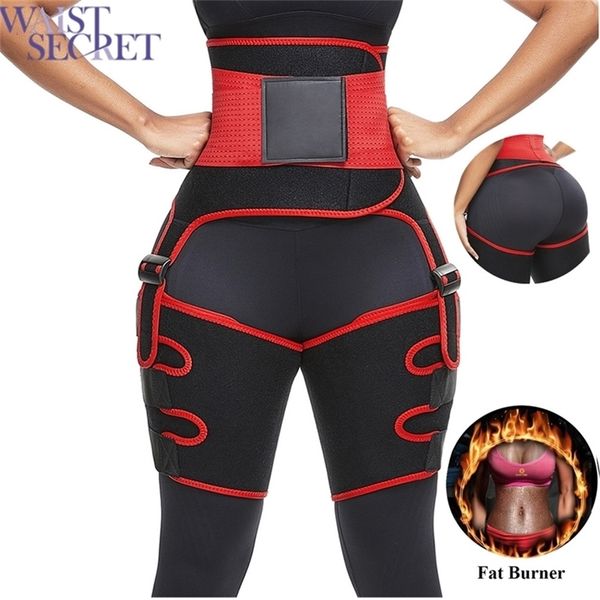 

waist secret women high waist thigh trimmer neoprene sweat shapewear slimming leg shapers adjustable waist trainer slimming belt lj201209, Black;white