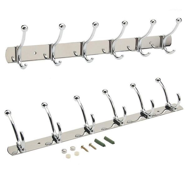 

hooks & rails 6 to 12 coat hat clothes robe holder rack hook wall hanger hanging stainless steel household set for kitchen bathroom1
