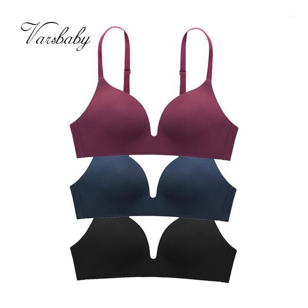 

varsbaby 3 pcs/lot ladies push up seamless underwear solid wire deep v bras1, Red;black