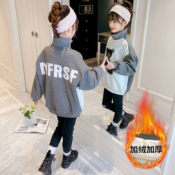 

sweater cn82109 girls' cotton padded thickened 2020 winter new zhongda children's korean pullover, Black
