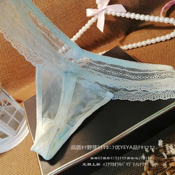 

fashionable thong lace sweet transparent perspective cotton inner women's thong underpants t-pants, Black;pink