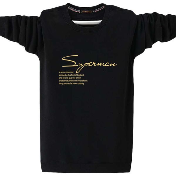 

5e3swq1qautumn and winter warm plush sweater men's loose and fat plus size fat fat man long sleeve round neck sports t-shirt coatvip, Black