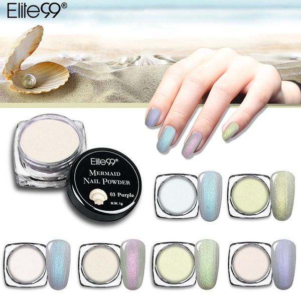 

nail glitter elite99 1g/box mermaid powder effect on mixed with gel polish dust magic glimmer diy decoration pigment, Silver;gold