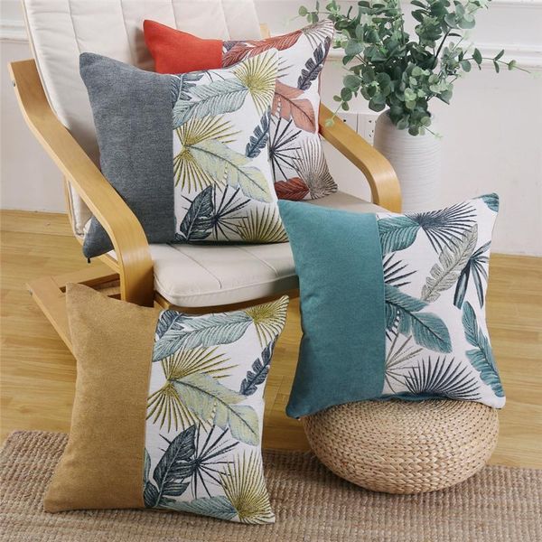 

throw 45x45cm case tropical pillow plants jacquard chenille sofa cushion cover home decorative