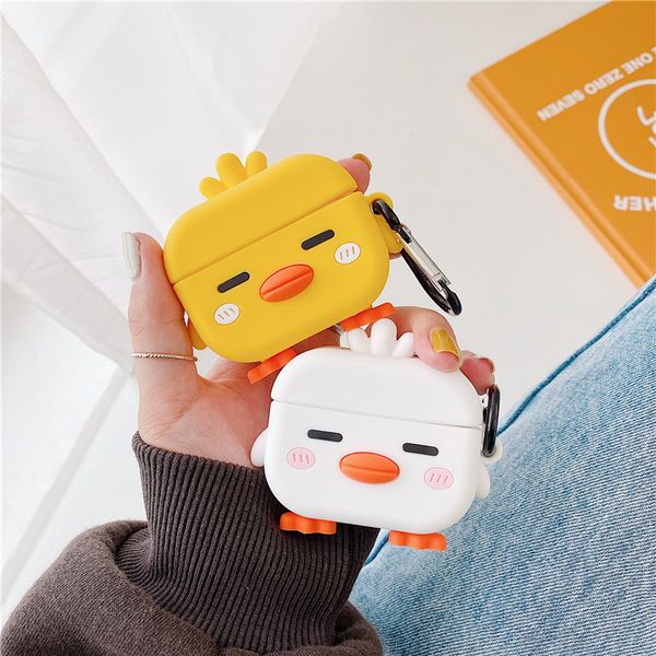 

for airpods pro case cute 3d cartoon standing chicken soft silicone headphones case for air pods 2 case with keychain fundas