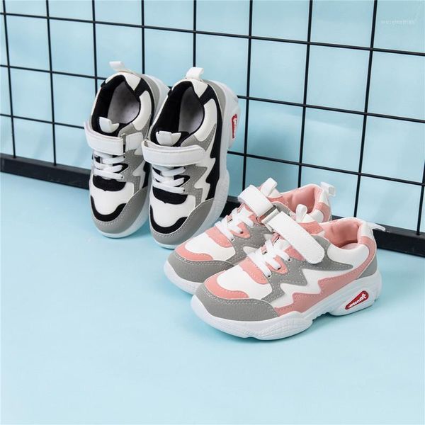 

athletic & outdoor children sport shoes autumn girls sneakers fashion matched colors student running boys kids non-slip sj0331, Black