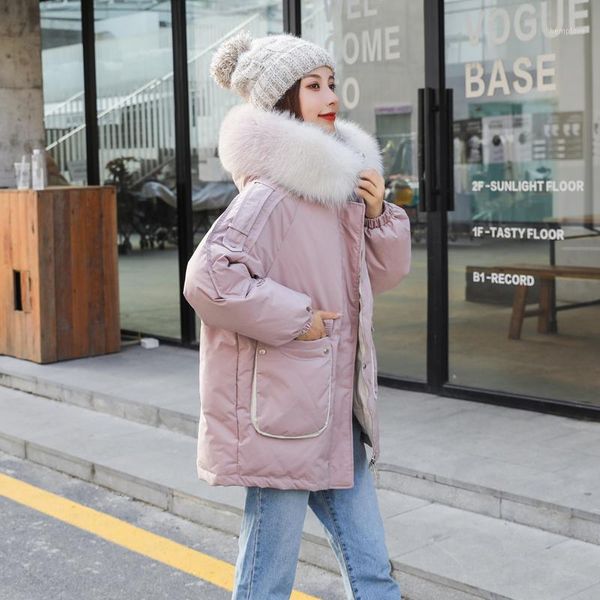 

real fur collar hooded jacket coat winter down coat women white duck down jacket thick warm parkas female outerwear1, Black