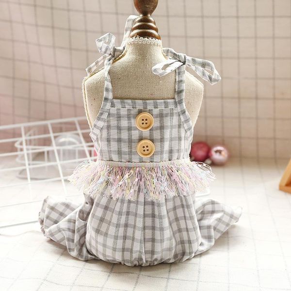 

dog apparel 20 style teddy bichon lace-up suspenders spring and summer small plaid button legs pants pet clothes