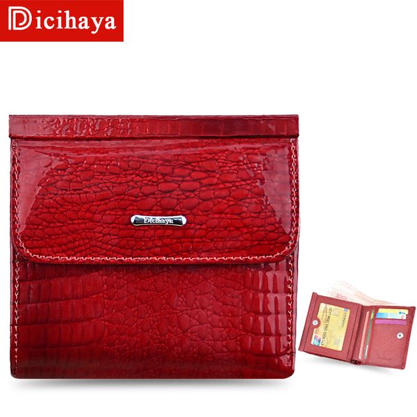 

dicihaya mini wallet women genuine leather wallets with coin bag alligator hasp short wallet female small wallets and purses c1115, Red;black