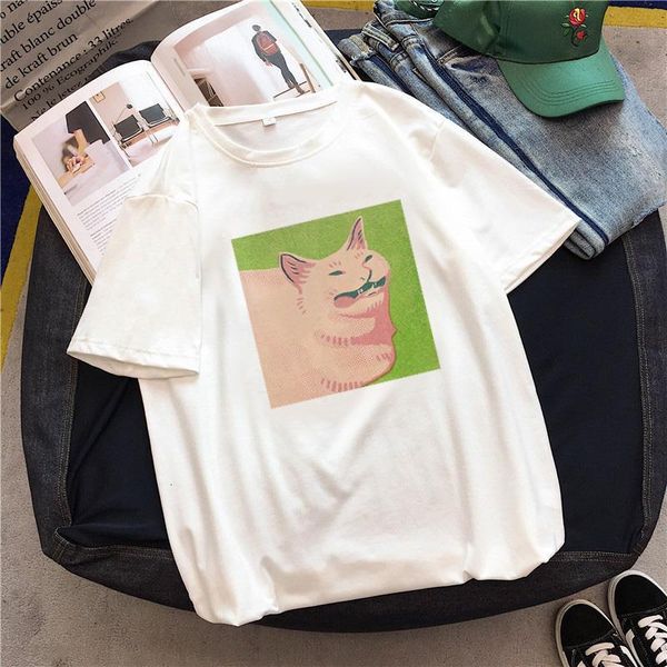 

female cartoon cat tees short sleeve casual print ulzzang clothes kawaii harajuku women white t-shirt