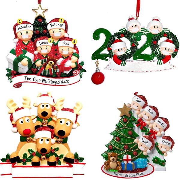 

customized 2020 christmas reindeer quarantine ornaments xmas trees gift survivor family of hang decorations snowman pendoutletzjh9