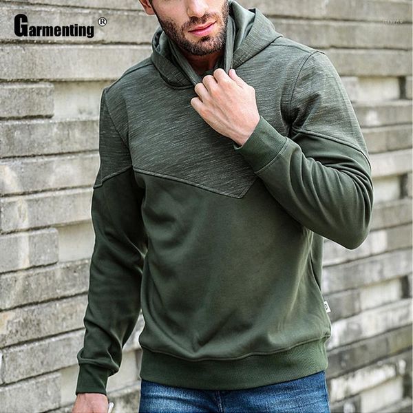 

garmenting trend 2021 autumn men hoodie sweatshirt patchwork casual hooded sweatshirt pullovers green black men's clothes1