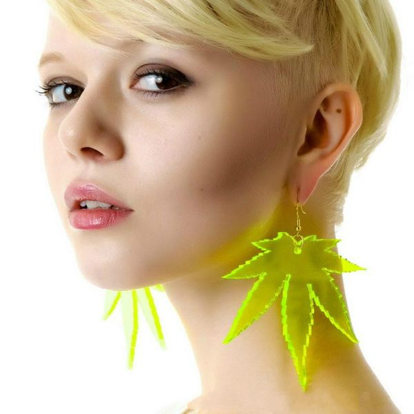 

new hyperbole transparent long acrylic earrings for women fashion simple big large leaf earrings pendientes mujer kolczyki, Silver