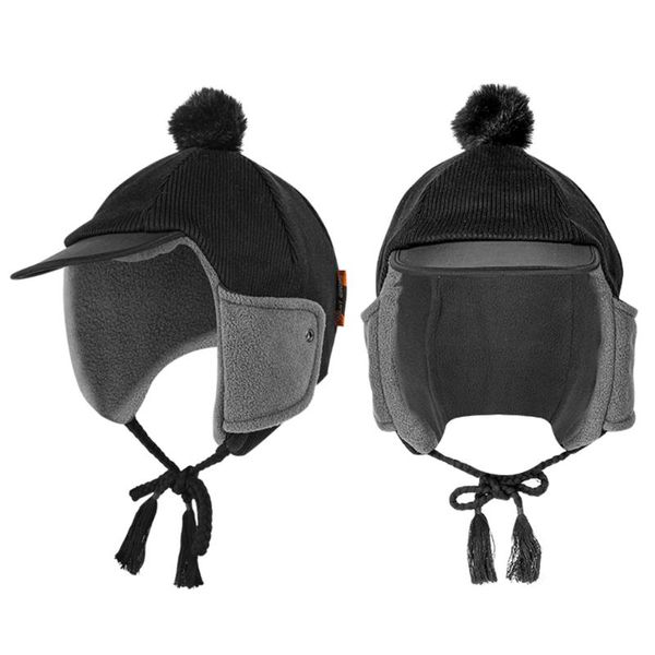 

winter faux fur warm hat men women windproof warm thicken earmuffs ski cap, Black