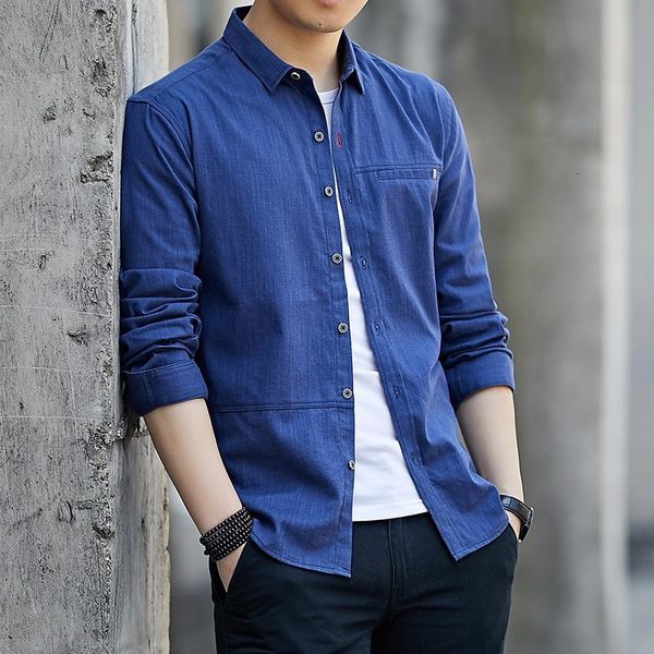 

new casual versatile cotton color literature and art small fresh men's shirt youth menswear 180, White;black