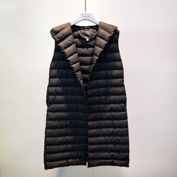 

2021 new women's vest hooded ultra light vests women female down coat long sleeveless lightweight warm waistcoat fkhi, Black;white